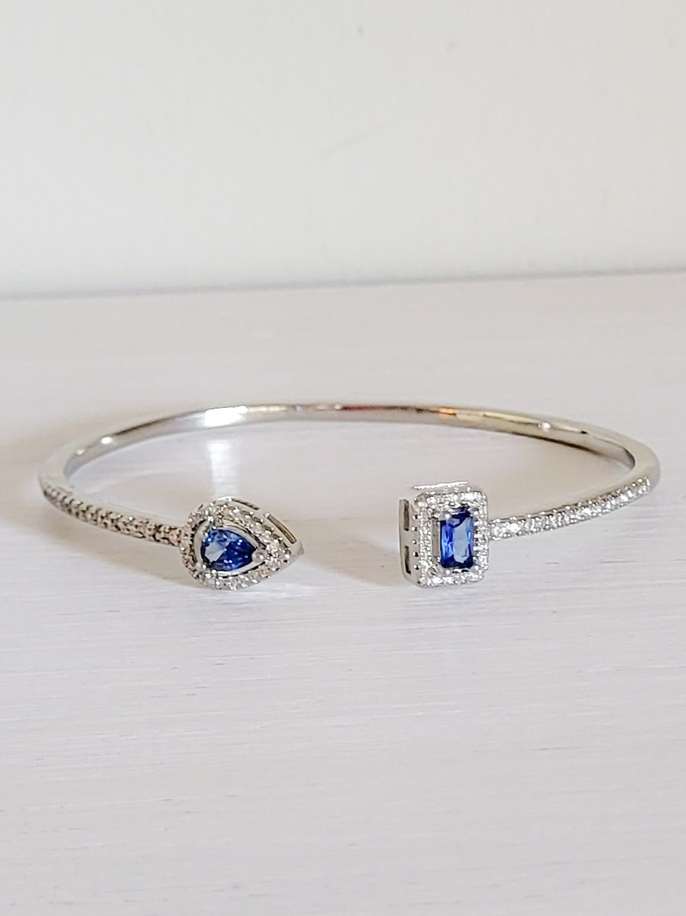 Pear & Emerald Cut Halo Cuff Bracelet